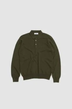 Gran SassoCashmere Wool LS Polo - Dark Green