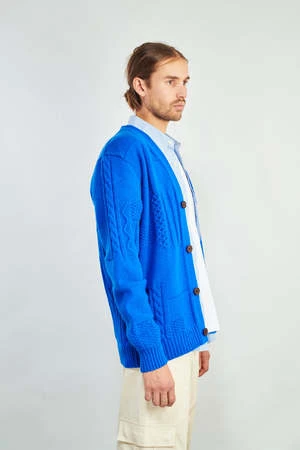 Country Of OriginSupersoft Lambswool Patchwork Cardigan - Blue 5 Country Of OriginSupersoft Lambswool Patchwork Cardigan - Blue - Image 3