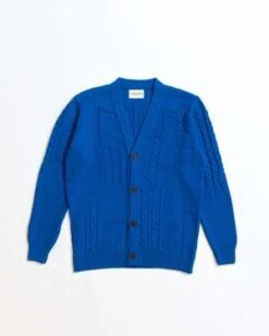 Country Of OriginSupersoft Lambswool Patchwork Cardigan - Blue