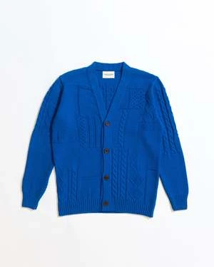 Country Of OriginSupersoft Lambswool Patchwork Cardigan - Blue 3 Country Of OriginSupersoft Lambswool Patchwork Cardigan - Blue