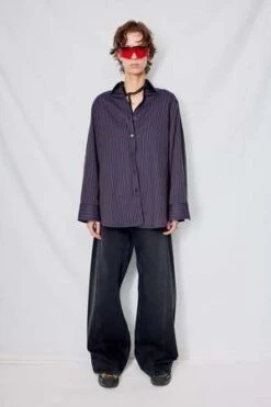 AssemblyCotton Oxford Shirt - Dark Navy Stripe -Garmentory Shop Dark Navy Stripe Cotton Oxford Shirt 20230928200125