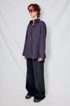 AssemblyCotton Oxford Shirt - Dark Navy Stripe -Garmentory Shop Dark Navy Stripe Cotton Oxford Shirt 20230928200126