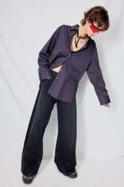 AssemblyCotton Oxford Shirt - Dark Navy Stripe -Garmentory Shop Dark Navy Stripe Cotton Oxford Shirt 20230928200128