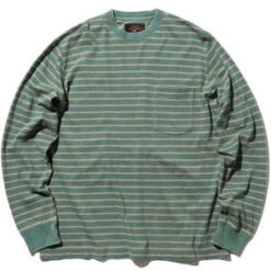 Beams PlusIndigo Horizontal Stripe Long Sleeve Pocket T-Shirt - Vintage