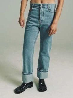 LOEWELight Denim Fisherman Turn Up Jeans - Blue