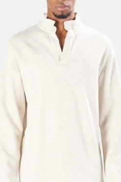 Blue&CreamPop Collar Pullover - Oatmeal Heather -Garmentory Shop Pop Collar Pullover Oatmeal Heather 20220811124824 1