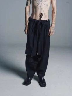 TAKAHIROMIYASHITA The Soloist.Wool Two-Way Cropped Baggy Pant - Black