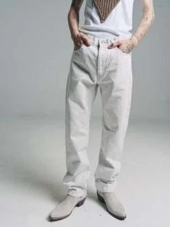 The LettersWashed Denim 5 Pocket Regular Pants - Ecru