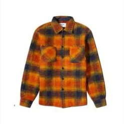 Wax LondonWhiting Overshirt - Orange/Pine